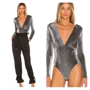 Lovers + Friends Dorothy Metallic V-Neck Bodysuit